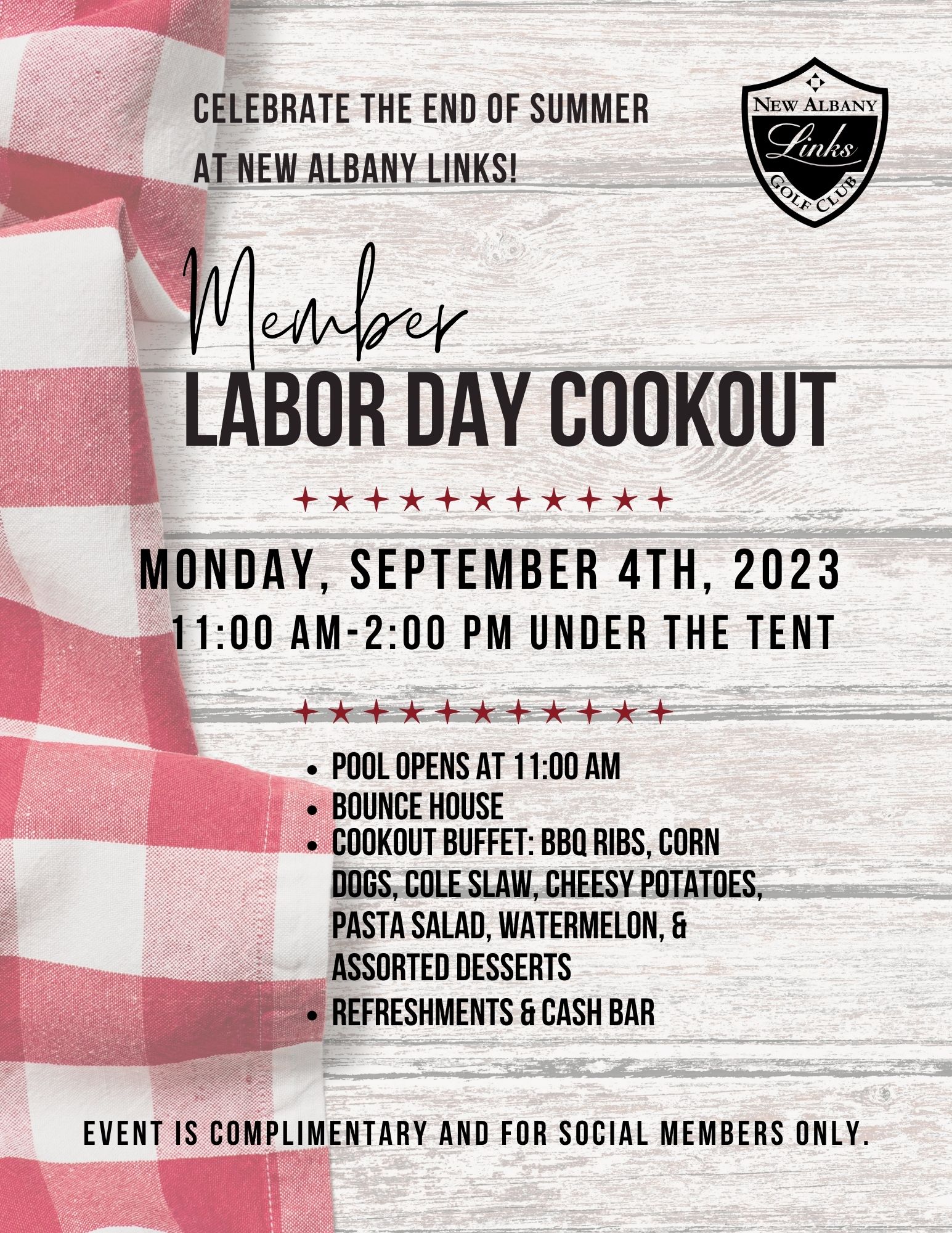 Member Labor Day Cookout - New Albany Links Golf Club